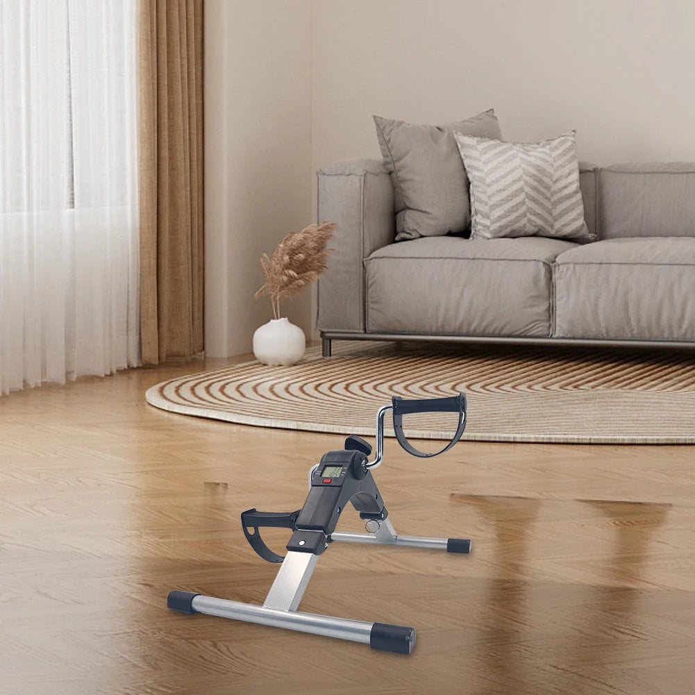 Mini Exercise Bike Folding Pedal Exerciser with LCD Display Adjustable Resistance Multifunctional Home Office Fitness Equipment