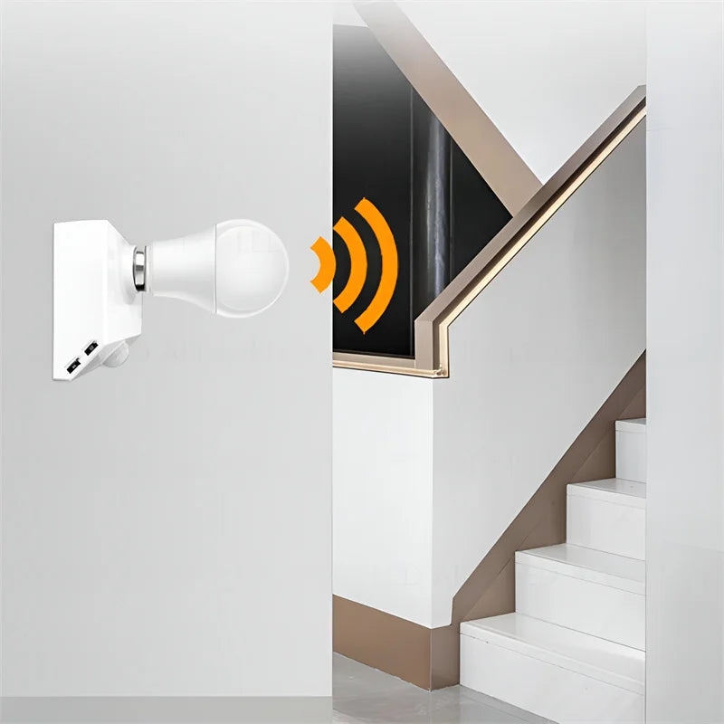 Smart Home PIR Motion Sensor Light Socket E27 LED Bulb Base Adapter with Light Control Smart Switch Residential Security
