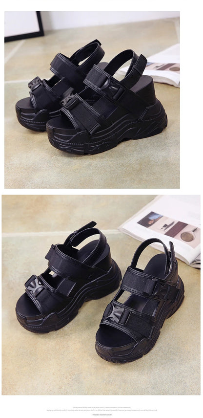 Platform Sandals Women 12cm 2025 High Heels Sexy Open-toed Sandals Wedge Increased Shoes Ladies Beach Summer Sandalia Casual