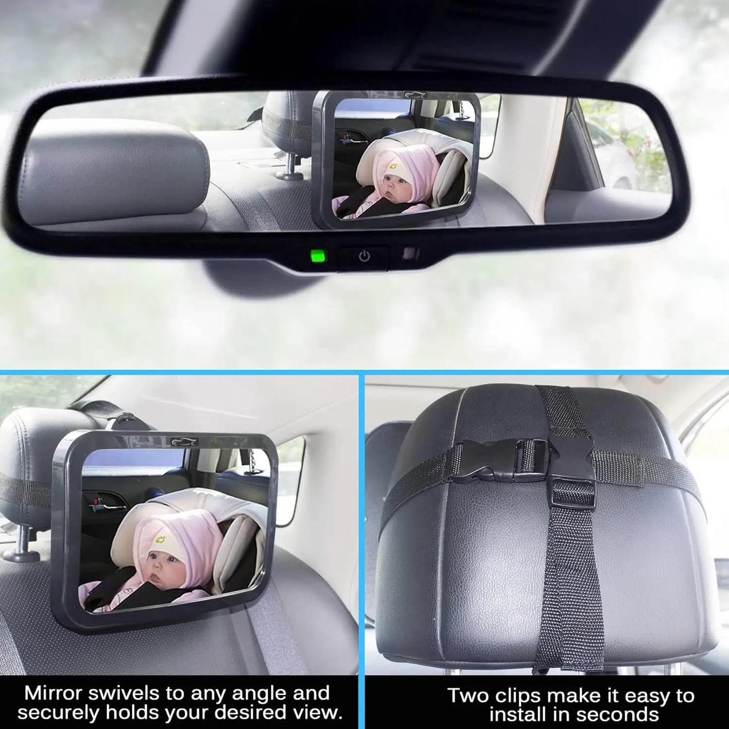 Baby Car Mirror Adjustable Car Back Seat Rear View Mirror 360° Rotation For Rear Facing Infant Safety Monitor Accessories New