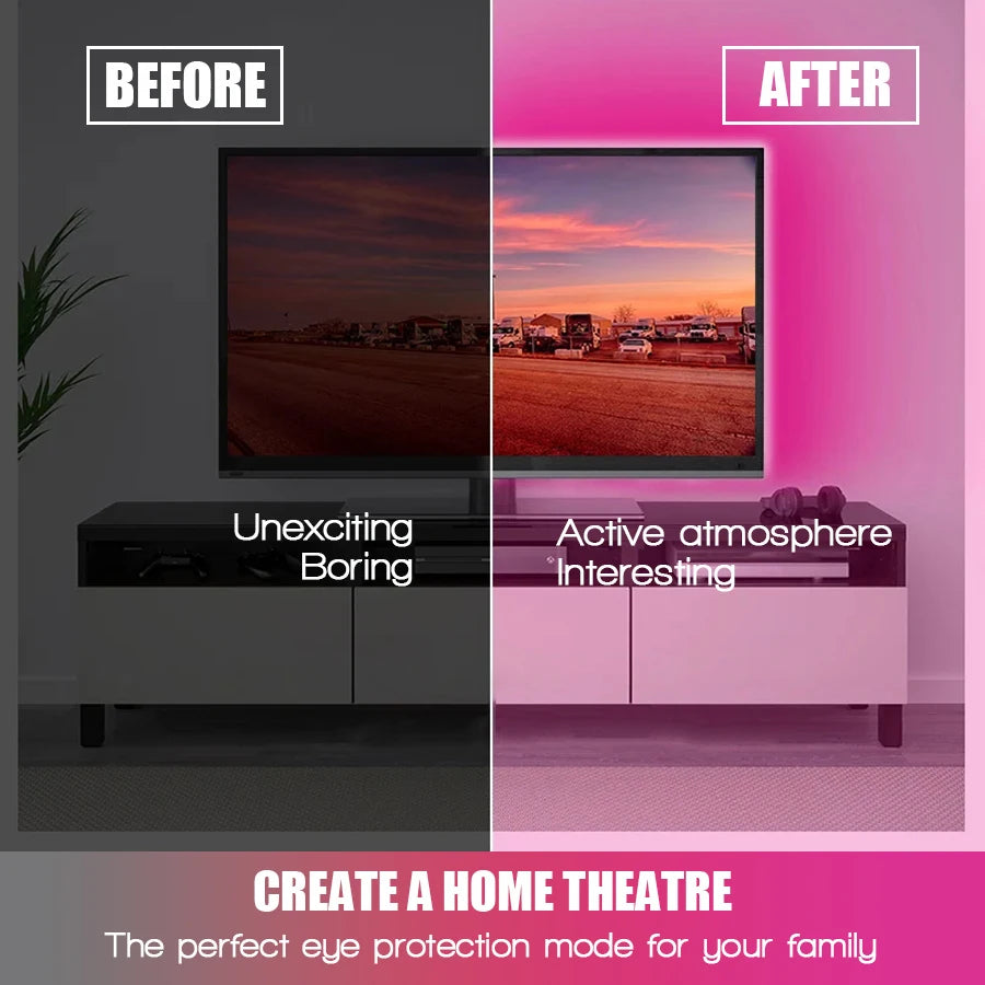 Smart LED Strip Lights, with Wireless Infrared Remote Control, Color Changing & Music Sync with App Control and Remote, USB Powe