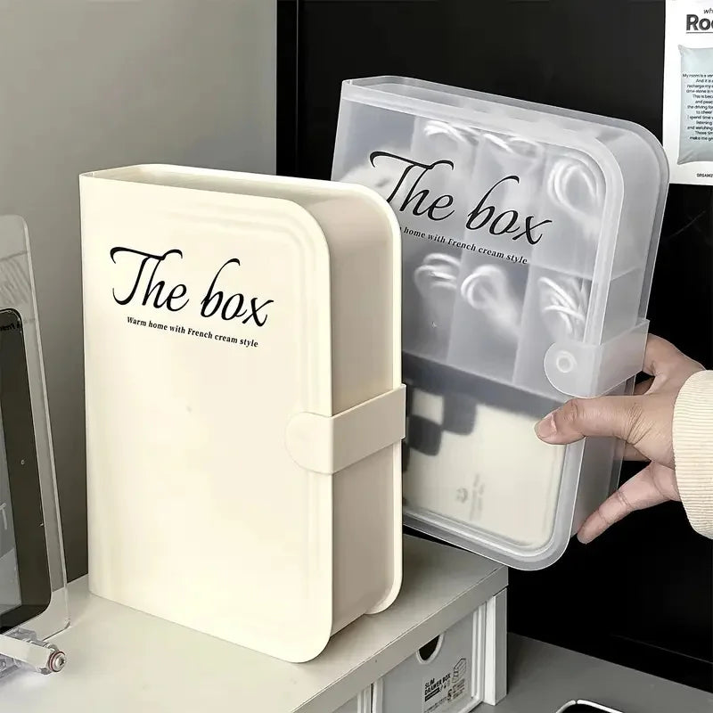 Desk Data Cable Storage Box Multi-Compartment Power Cord Organizer Desktop Cable Management Box for Phone Charger Plugs Jewelry