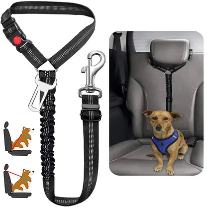 2 in 1 Solid Dog Harness Leash Pet Car Seat Belt Heavy Duty Elastic Safety Belt Adjustable for Kitten Dogs Collar Pet Accessorie