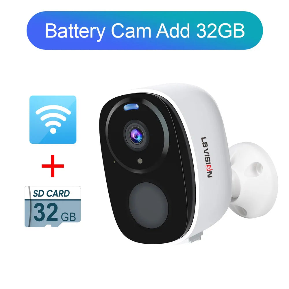 LS VISION 4MP Wireless Security Wifi Camera Outdoor Solar Battery Camera PIR Spotlight Security Solar Camera Security Protection
