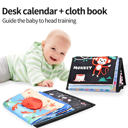 Funny Black and White Baby Cloth Book Early Educational Montessori Toy for Children Newborn Tummy Time Mirror Toys