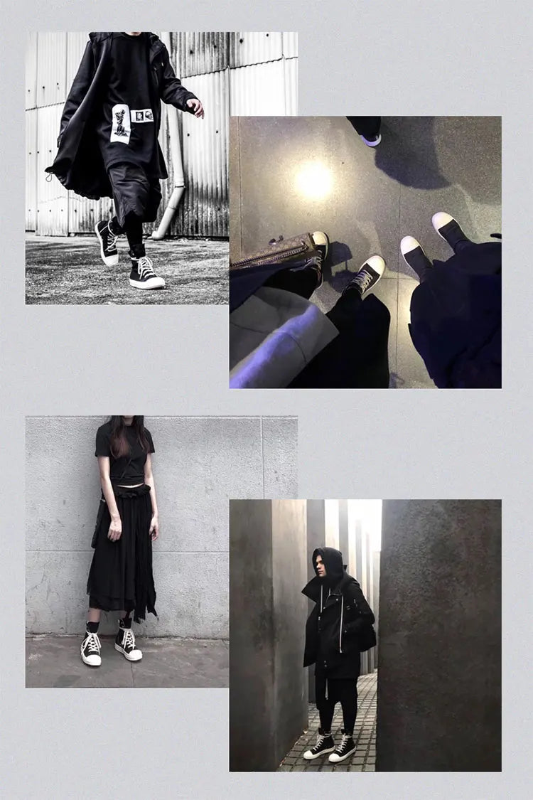 Owens women's sports shoes, men's sports shoes, 2025 spring and autumn lace-up flat casual shoes thick sole high top sports shoe