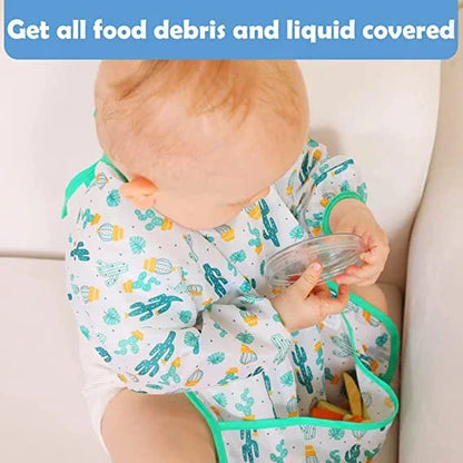 Baby Silicone Cartoon Bib 0-6 Years Soft Bibs Baby Cute Clothing Toddler BPA Free Waterproof Long Sleeve Apron