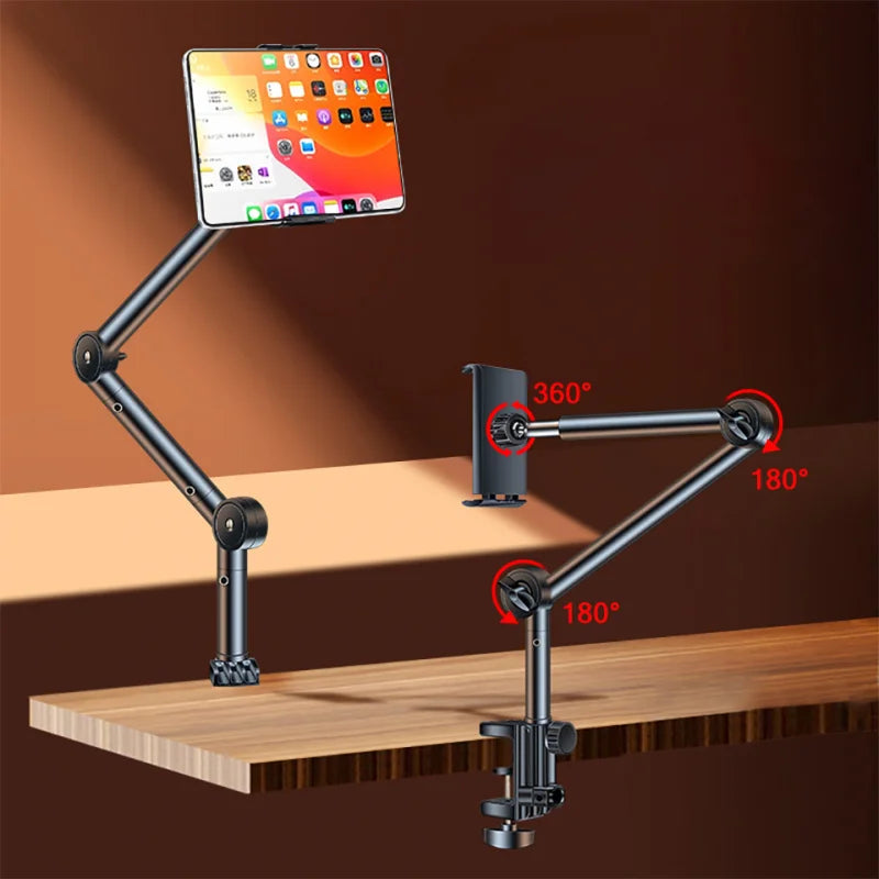 Tablet Holder for Bed Long Arm Stand for iPad Tablet Bracket 360° Rotating Desk Side Phone Mount for 4~12.9 inch Phone Tablet