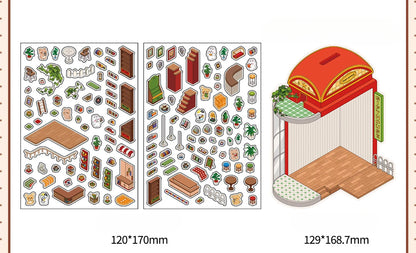 Creative Design Outdoor Scene Sticker for Student Cute Cartoon DIY Decor Landscaping Sticker Scrapbook Journal Student Sticker