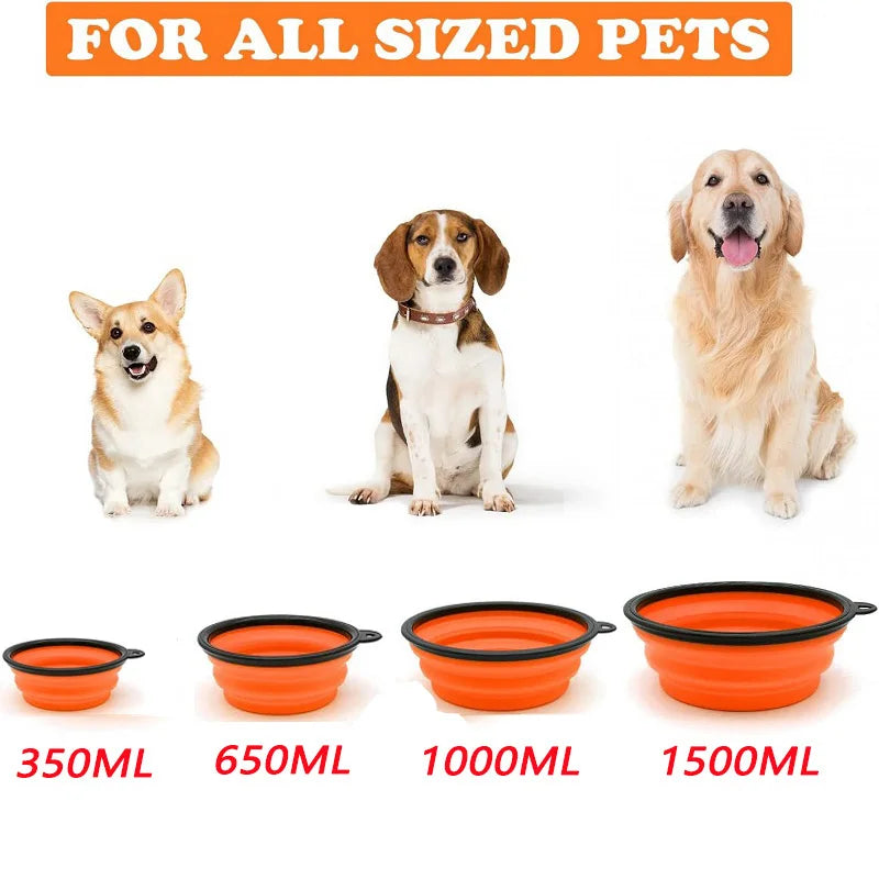Pet Folding Silicone Bowl Outdoor Pet Travel Dog Water Food Bowl Collapsible Portable Puppy Food Container Feeder Pet Dog Bowl