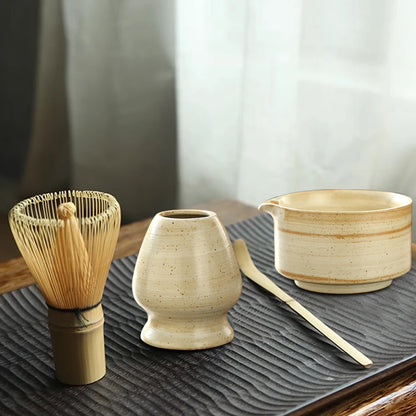 Matcha Set Japanese Tea Set Includes Matcha Bowl with Spout Matcha Whisk Holder Bamboo Matcha Whisk and Scoop Ceramic Matcha Kit