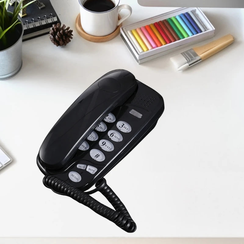 KXT-580 Wall-Mounted Telephone Wall Phone Fixed Landline Wall Hanging Telephones with Call Light Redial for Home Office