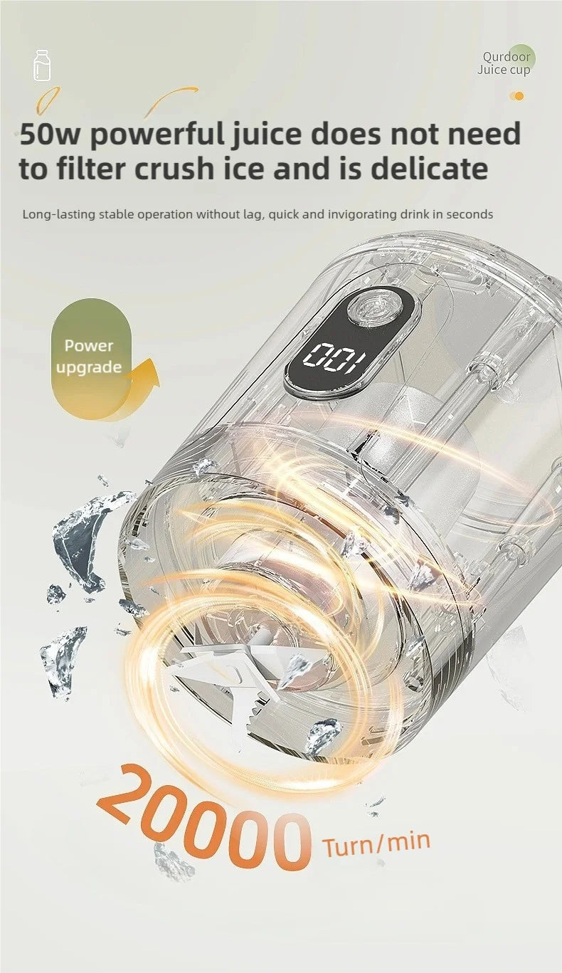 New Portable Juice Blender 600ml 12 Blades Fast Blending USB Rechargeable For Outdoor Milkshake Smoothie Electric Blender