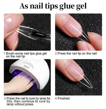 3 IN1 Nail Glue Gel Fast Extension Acrylic False Tips Sticking Decoration Press on Nails Art Tools Functional Gel French DIY 7ml