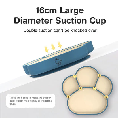 MAMIJOY  High Quality Children's Dishes Set Baby Silicone Tableware Sucker Bowl Bib Cup Fork Spoon Set Infant Supplies BPA Free