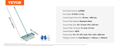 VEVOR Lawn Leveling Rake  Level Lawn Tool, Heavy-duty Lawn Leveler with  Extended Handle Yard Leveling Rake Suit