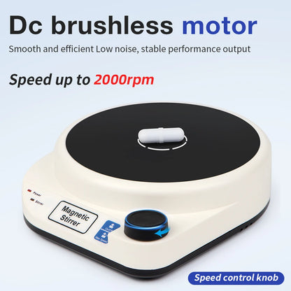 2000RPM Mini Electric Magnetic Stirrer with Stir Bar Brushless DC Motor Magnetic Mixer for Medical Chemical Laboratory EU Plug
