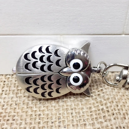 1PC Rainbow Owl Keychain Watch Cartoon Flip Creative Pocket Watch Necklace Watch Women's Watch Student Watch Primary School Stud