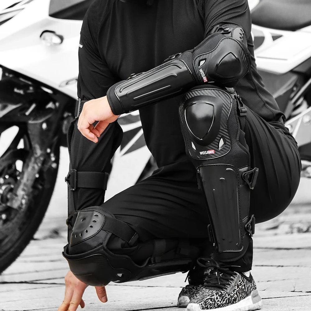 WOSAWE Motorcycle Knee Pads Protective Gear Equipment Motocross Protection Riding Elbow Guard Knee Pad Protector Kit