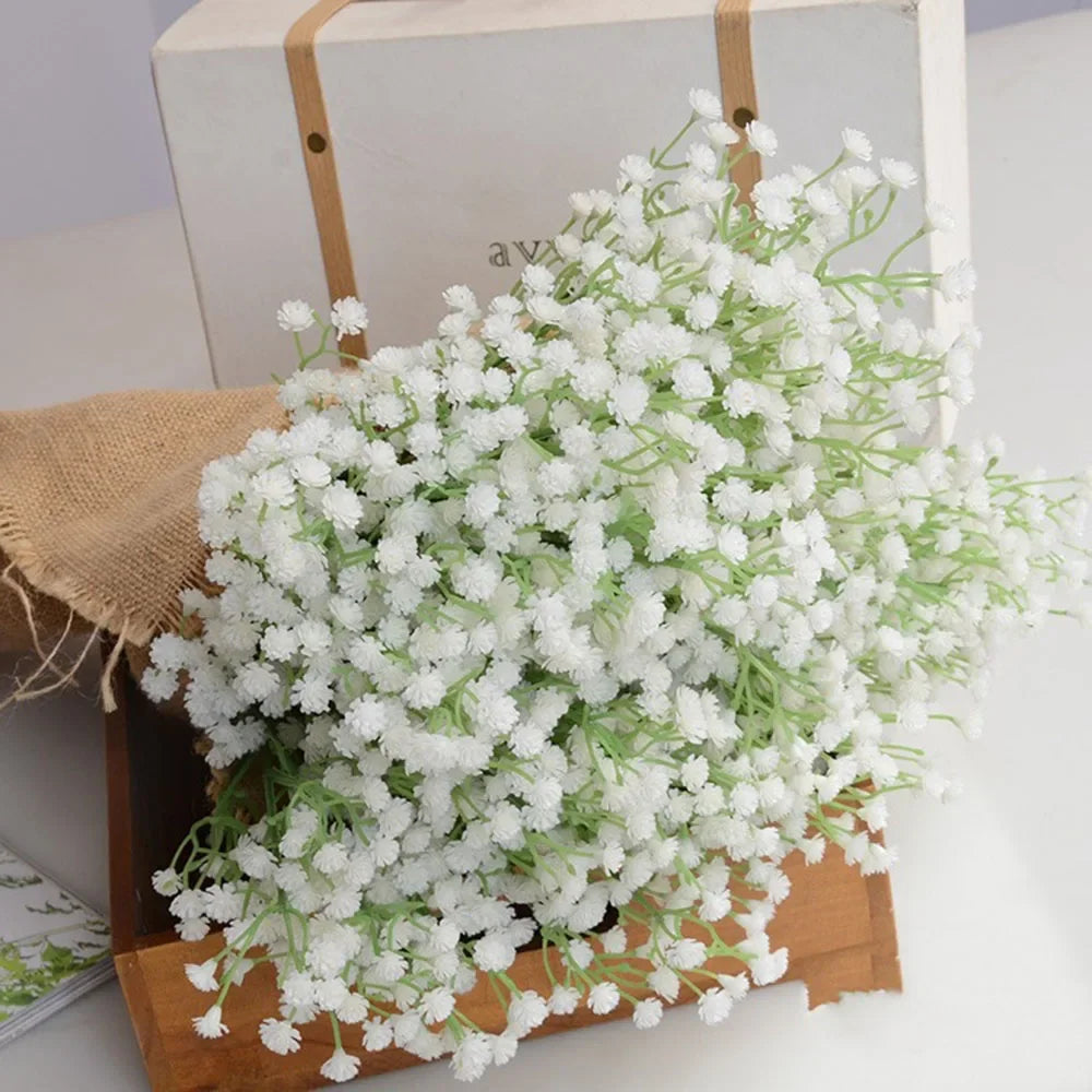 30Pcs Artificial Fake Babys Breath Bridal Flowers Bouquet Plastic Gypsophila for Wedding Reception Centerpieces Home Party Decor