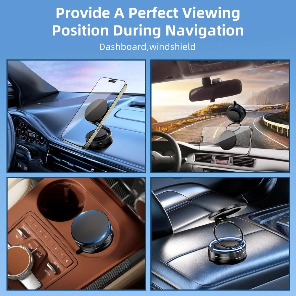 Universal 360° Rotating Magnetic Car Phone Mount - Dashboard & Windshield Compatible Holder for iPhone Android Smartphones