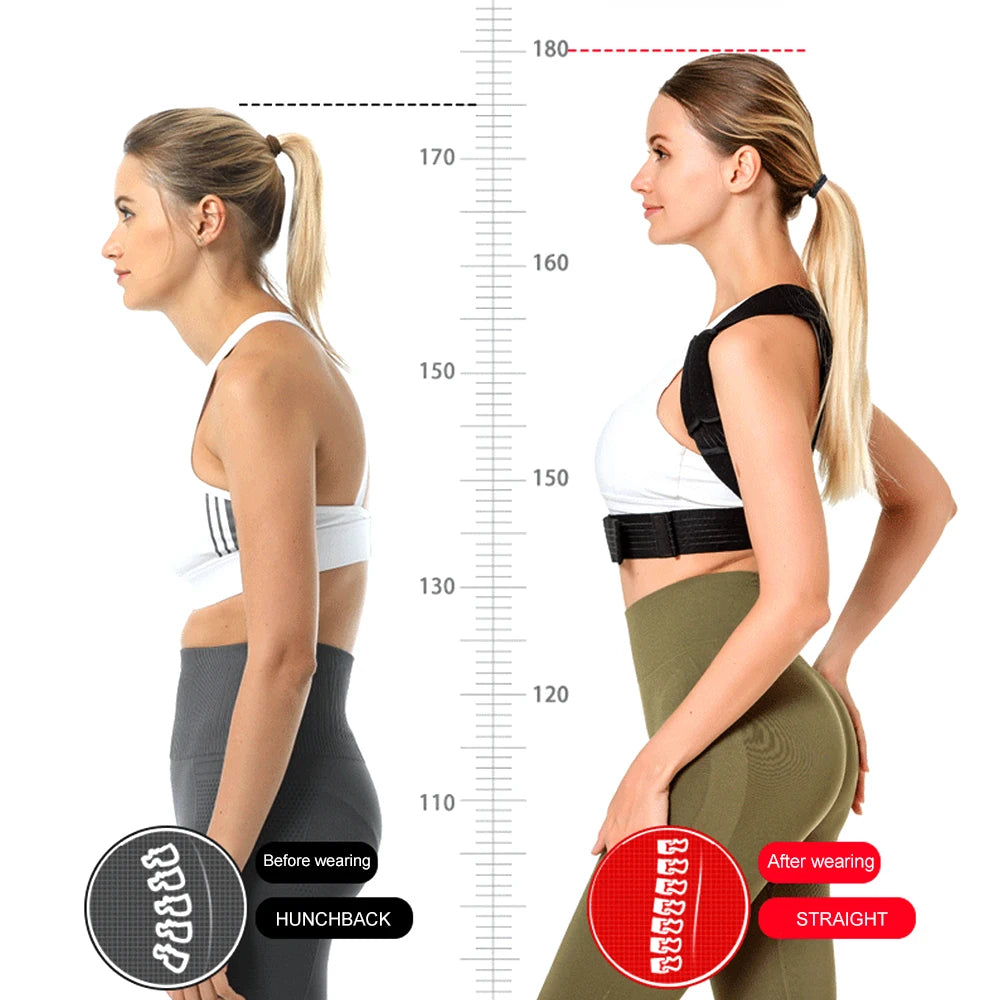 BraceTop Adjustable Posture Corrector Breathable Back Straightener, Upper Back Brace Providing Pain Relief From Neck, Shoulder