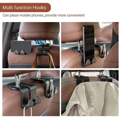 1/2PCS Car Seat Headrest Hook 4 Pack Hanger Storage Organizer Universal for Handbag Purse Coat Fit Universal Vehicle Car Black