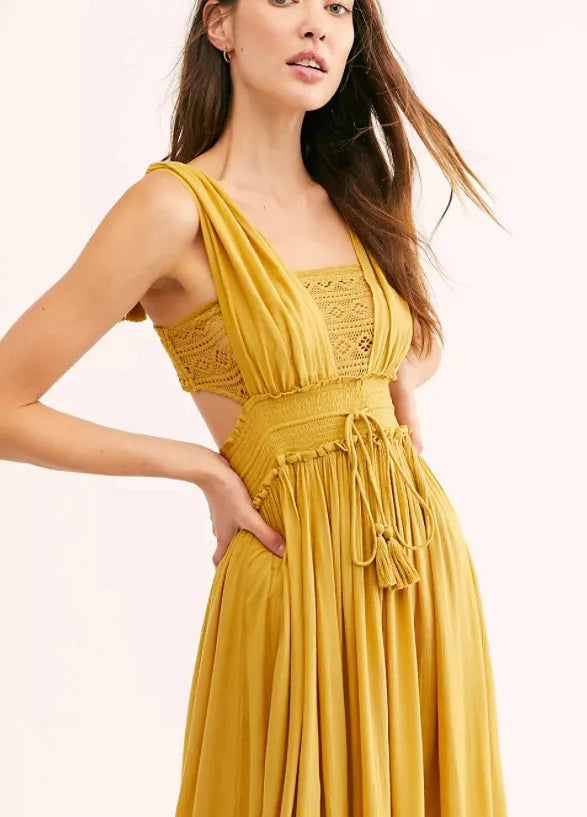 canwedance Summer Beach Dress Sleeveless Cotton Maxi Dresses Boho Style Solid Color Lace Ruffled Sundress Mujer Vestidos