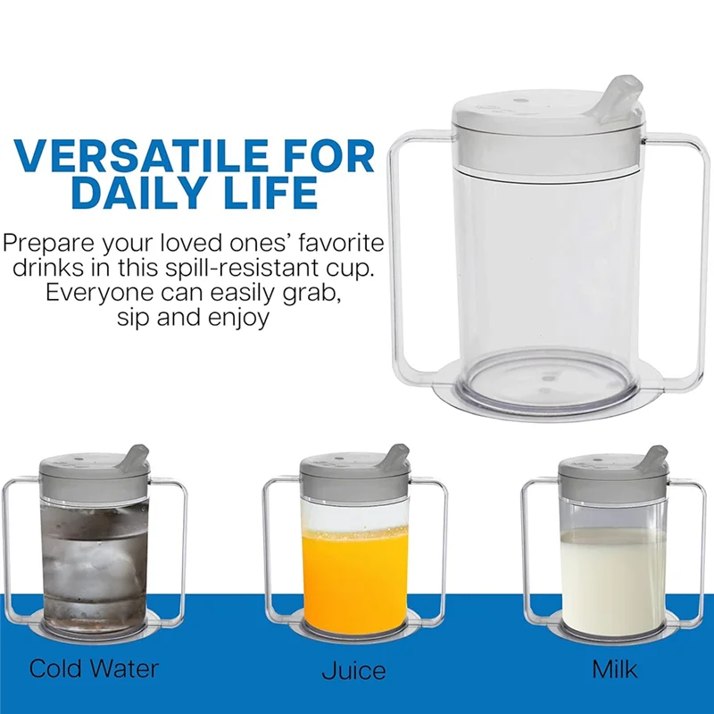 B84B-3 Pack 12Oz Adult Sippy Cup With Handles-Independence Sip Cups For Adults With Limited Mobility Handicap Cups