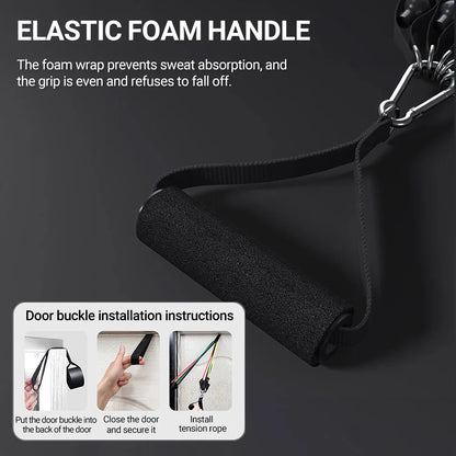 Multifunction Fitness Tension Rope Unisex Resistance Bands With Door Anchor Handles Carry Bag Legs Ankle Straps