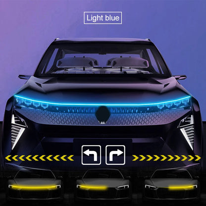 LED Car Hood Decorative Light Strip Start Scan Dynamic Ambient Light Car Daytime Running Light DRL With Turn Signal Lamp 12V
