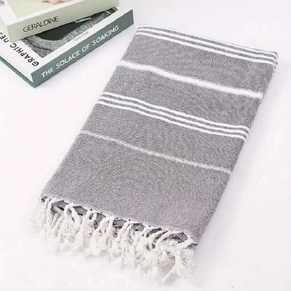 1pc Turkish Cotton Beach Towel, Oversized And Sand Free, Quick DryTowel, Beach Blanket For Bathing Swimming, 39*71 In, BathroomA