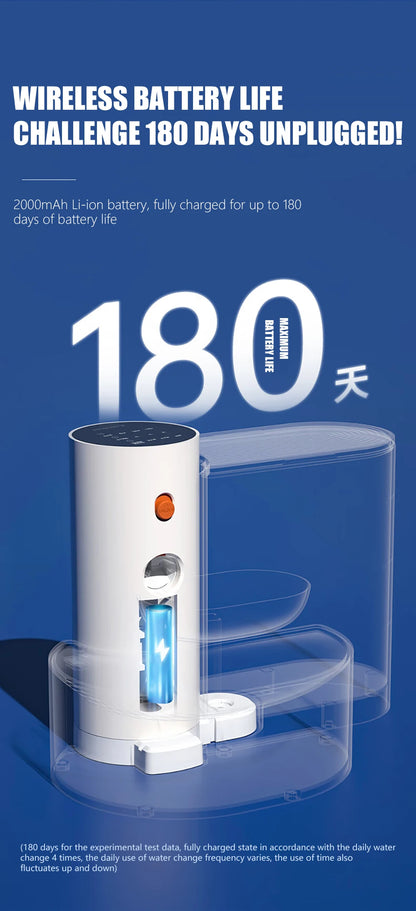 Cat Water Fountain, Automatic Pet Water Dispenser for Puppy, Rechargeable Wireless Cat Drinker No Need Filter, Cat Accessories