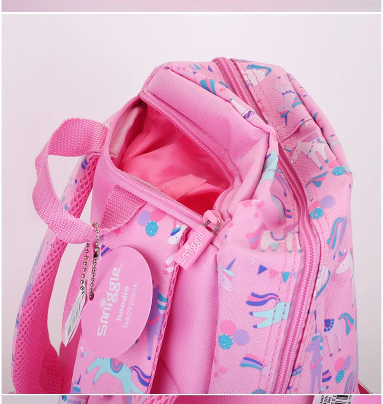 Australian Smiggle Backpack Pink And White Unicorn Student Stationery Backpack Lunch Bag Water Cup Student Gift