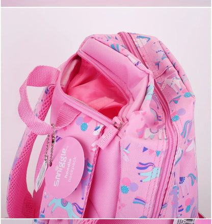 Australian Smiggle Backpack Pink And White Unicorn Student Stationery Backpack Lunch Bag Water Cup Student Gift