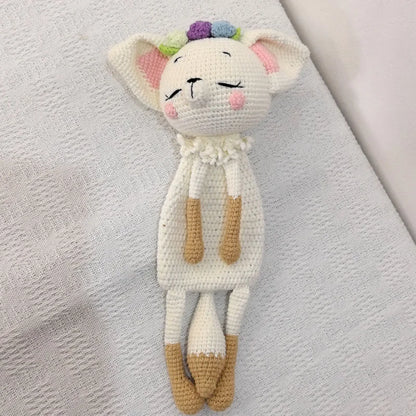 Baby Security Blanket Towel Feeding Bib Soft Towel Cotton Burping Cloth Infant Shower Gift Knitted Lovely Animal Rattle Sleep To