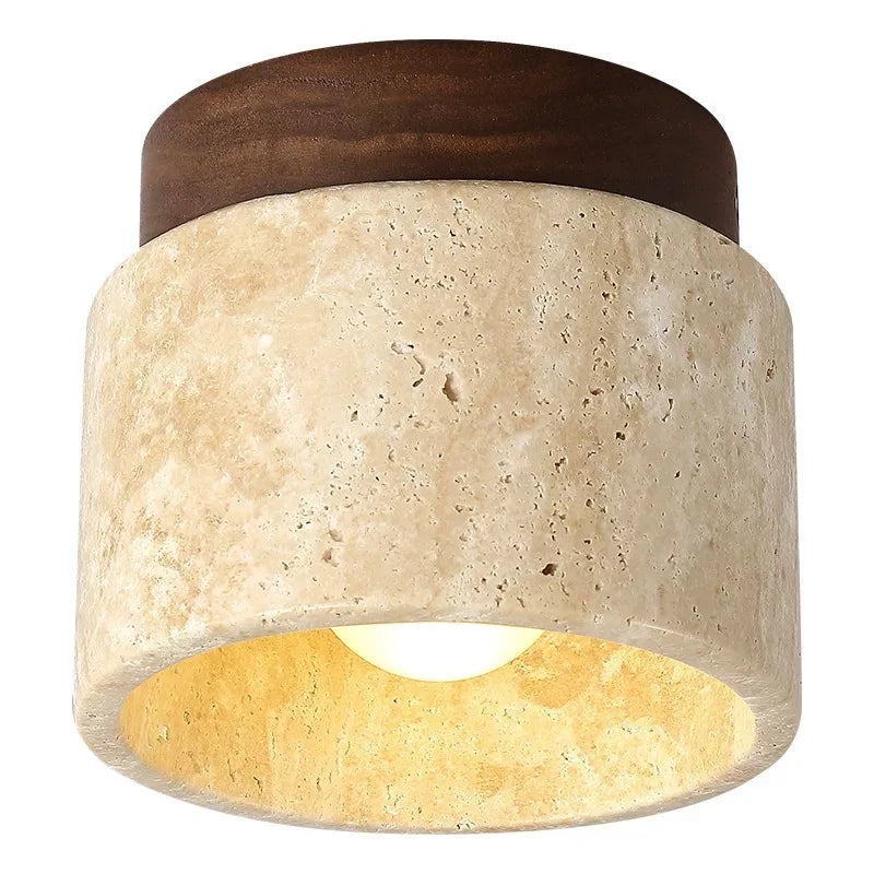 Wabi Sabi Yellow Marble Ceiling Light Lobby Entrance Corridor Balcony Restaurant Hotel Aisle Travertine Decorative Lamp