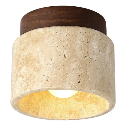 Wabi Sabi Yellow Marble Ceiling Light Lobby Entrance Corridor Balcony Restaurant Hotel Aisle Travertine Decorative Lamp