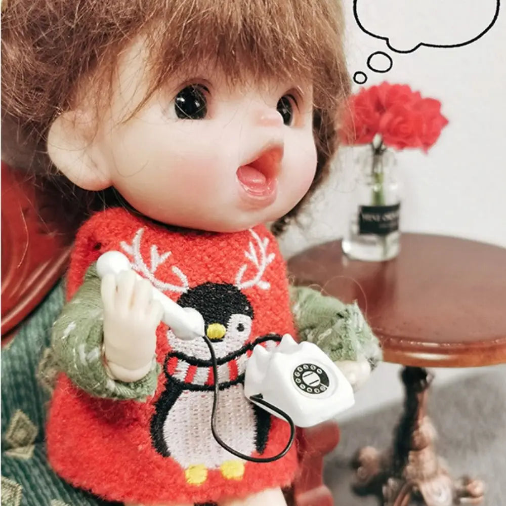 1:12 Doll House Miniature Simulated Telephone Vintage Dollhouse Furniture Dollhouse Miniature Phone Model Rotary Mini Phone