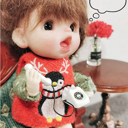 1:12 Doll House Miniature Simulated Telephone Vintage Dollhouse Furniture Dollhouse Miniature Phone Model Rotary Mini Phone