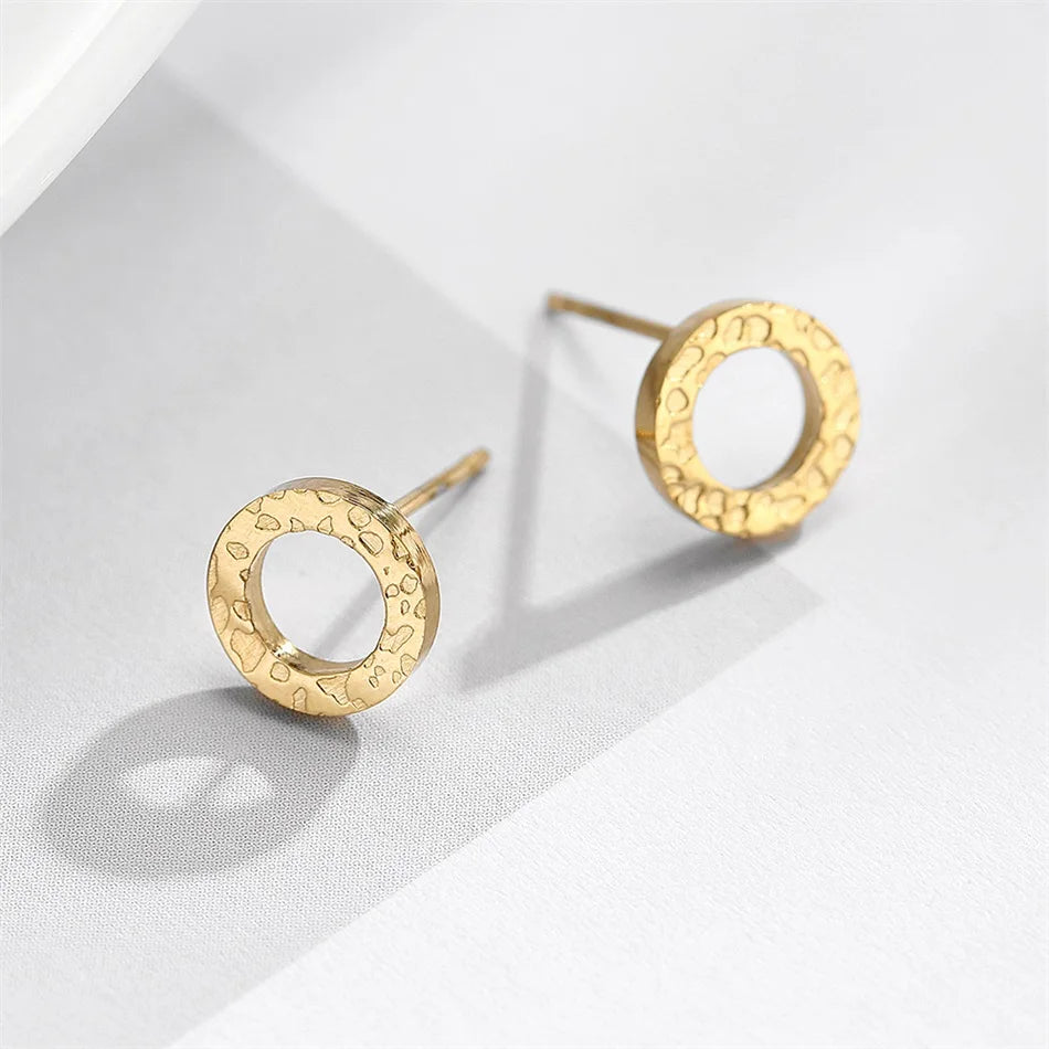 e-Manco Ladies Small Round Safety Pin Earrings Women Stainless Steel Earrings Trending Ear Ring Studs Jewelry