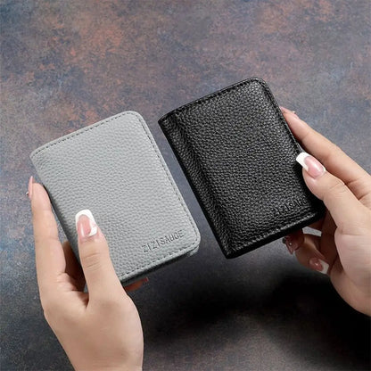 Multi-card Slot Solid Color Portable Leather Card Case Universal Bank Card Credit Card ID Bus Card Holder Travel Card Organizer