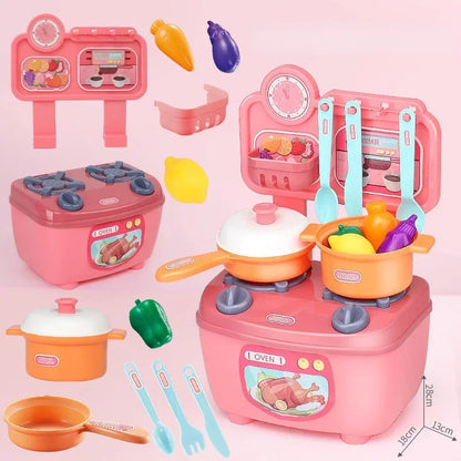 Kitchen Toys Imitated Chef Light Music Pretend Cooking Food Play Dinnerware Set Safe Cute Children Girl Toy Gift Fun Game Gifts
