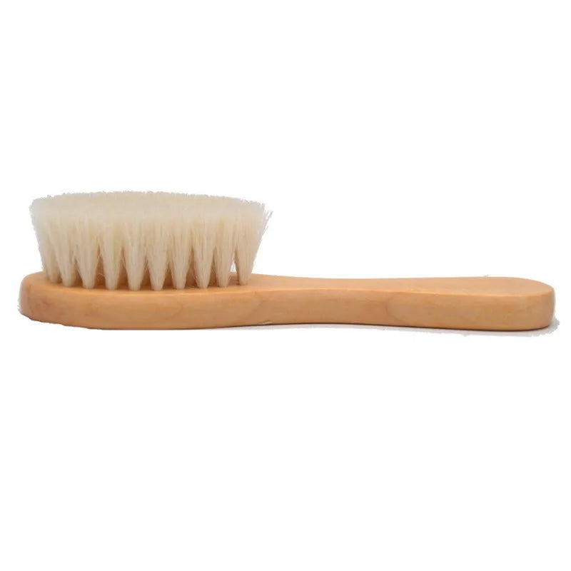 Baby Hair Brush With Wooden Handle And Super Soft Pure Natural Wool Bristles For Newborns & Toddlers Infant Comb Head Massager