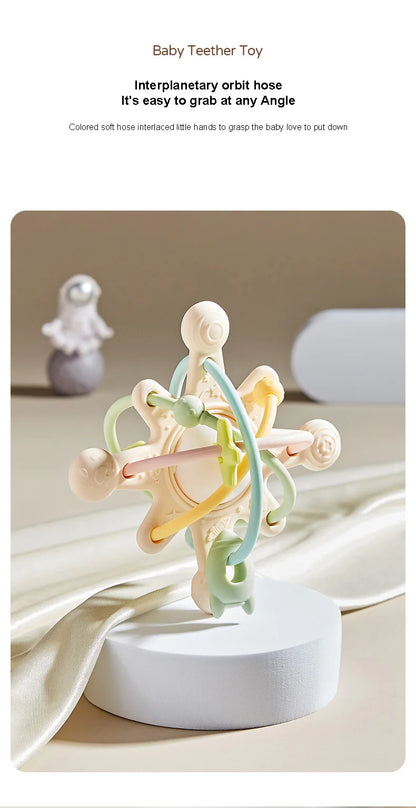 Baby Silicone Hand Catching Ball Baby Chewing Teether Toy Hand Bell 0-12 Months Newborn Sensory Educational Toys Infant Gift