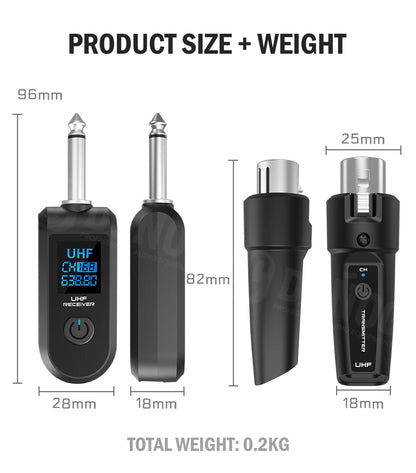 Wireless Microphone Transmitter Receiver System UHF XLR Adapter System for Dynamic Microphone Guitar Audio Mixer PA System DGNOG