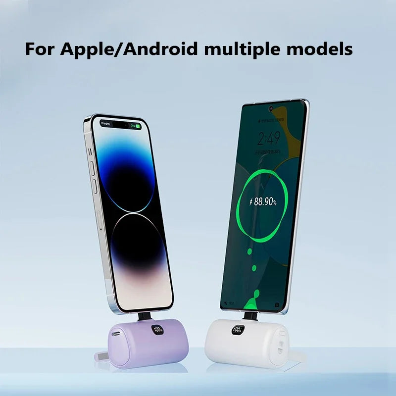 New Mini Capsule Power Bank Pocket Fast Charging Digital Display Power Bank Holder Portable Power Bank for iPhone,Xiaomi,Huawei