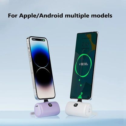 New Mini Capsule Power Bank Pocket Fast Charging Digital Display Power Bank Holder Portable Power Bank for iPhone,Xiaomi,Huawei