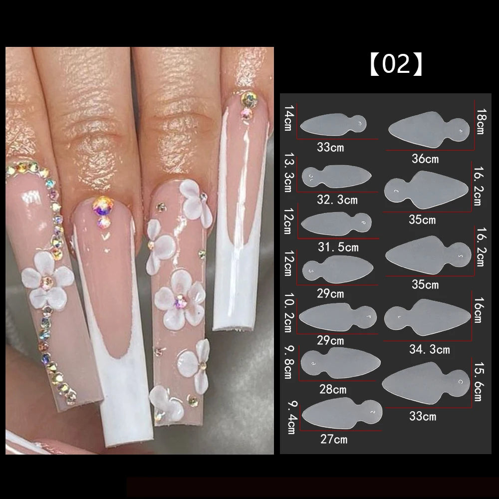 12/60pcs Reusable Soft Silicone Pads Stencil French Forma Sticker for Poly Nail Gel Duet System Dual Form for French Manicure &^