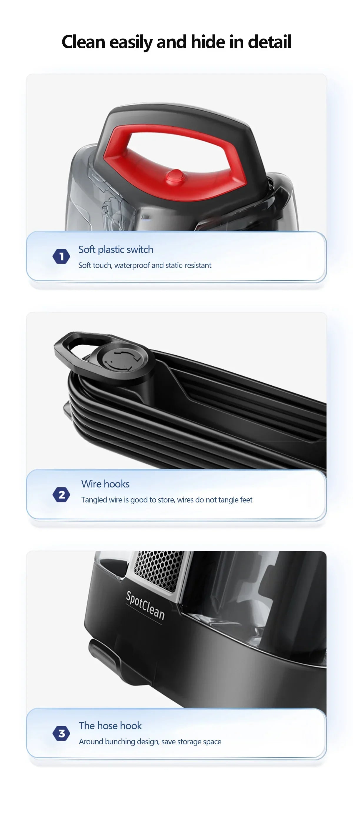 BISSELL SpotClean Handheld Steam Cleaner Sofa Carpet Curtain Car Vacuum Cleaner Spray Suction Integrated Machine Clean Machine